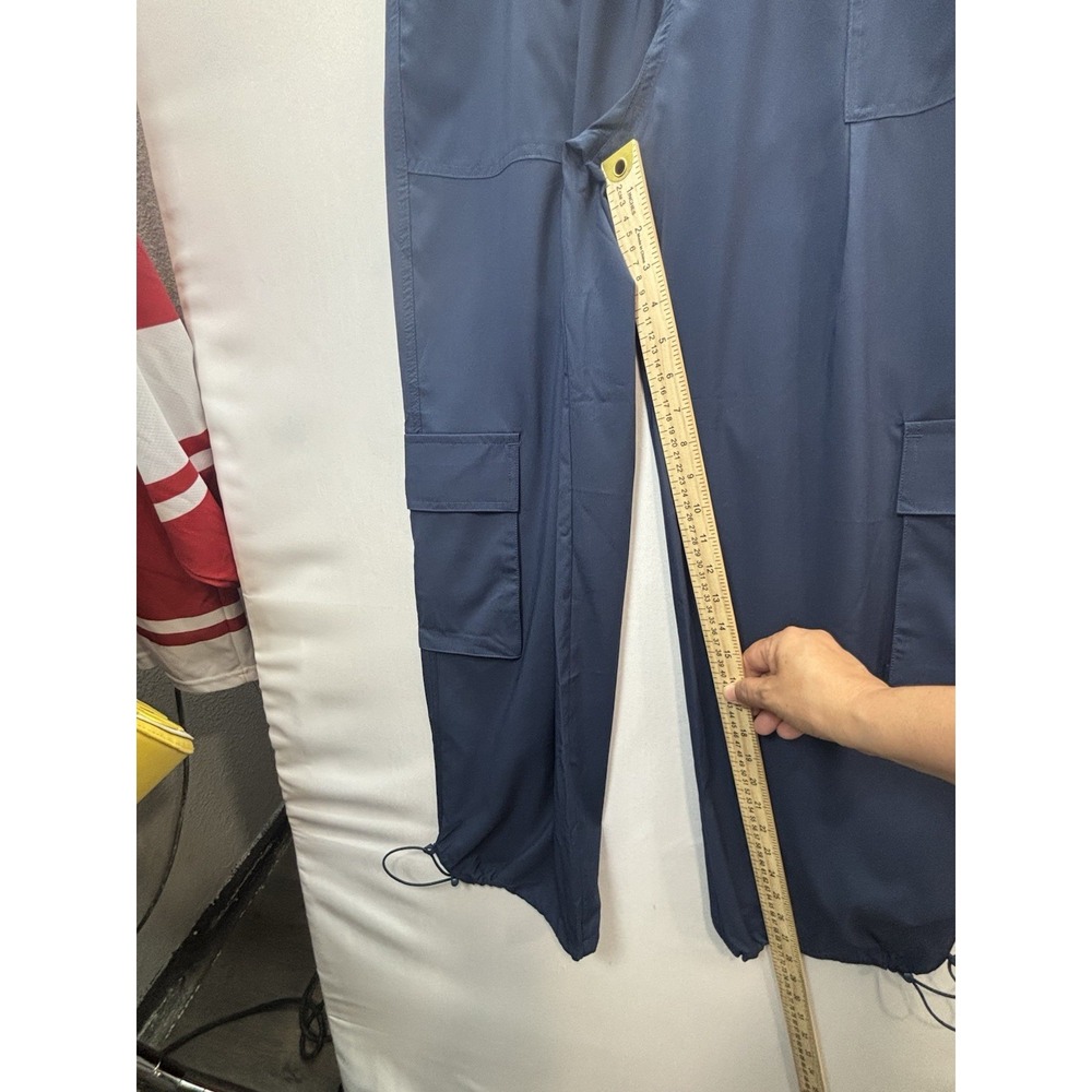 JEKAOYI Blue Cargo Pants Womens Medium Ripstop Elastic Waist Tapered Pockets - Picture 9 of 11